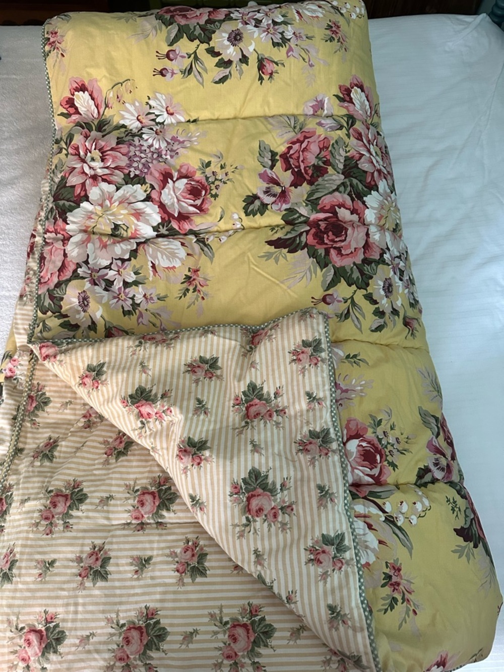 Ralph Lauren Sophie Brooke Yellow Floral Full/Queen RETIRED Reversible Rose READ